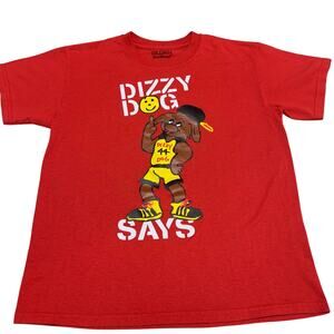 Boys Red Graphic T-Shirt Size Large "Dizzy Dog Says Don't Diz-Respect Others"